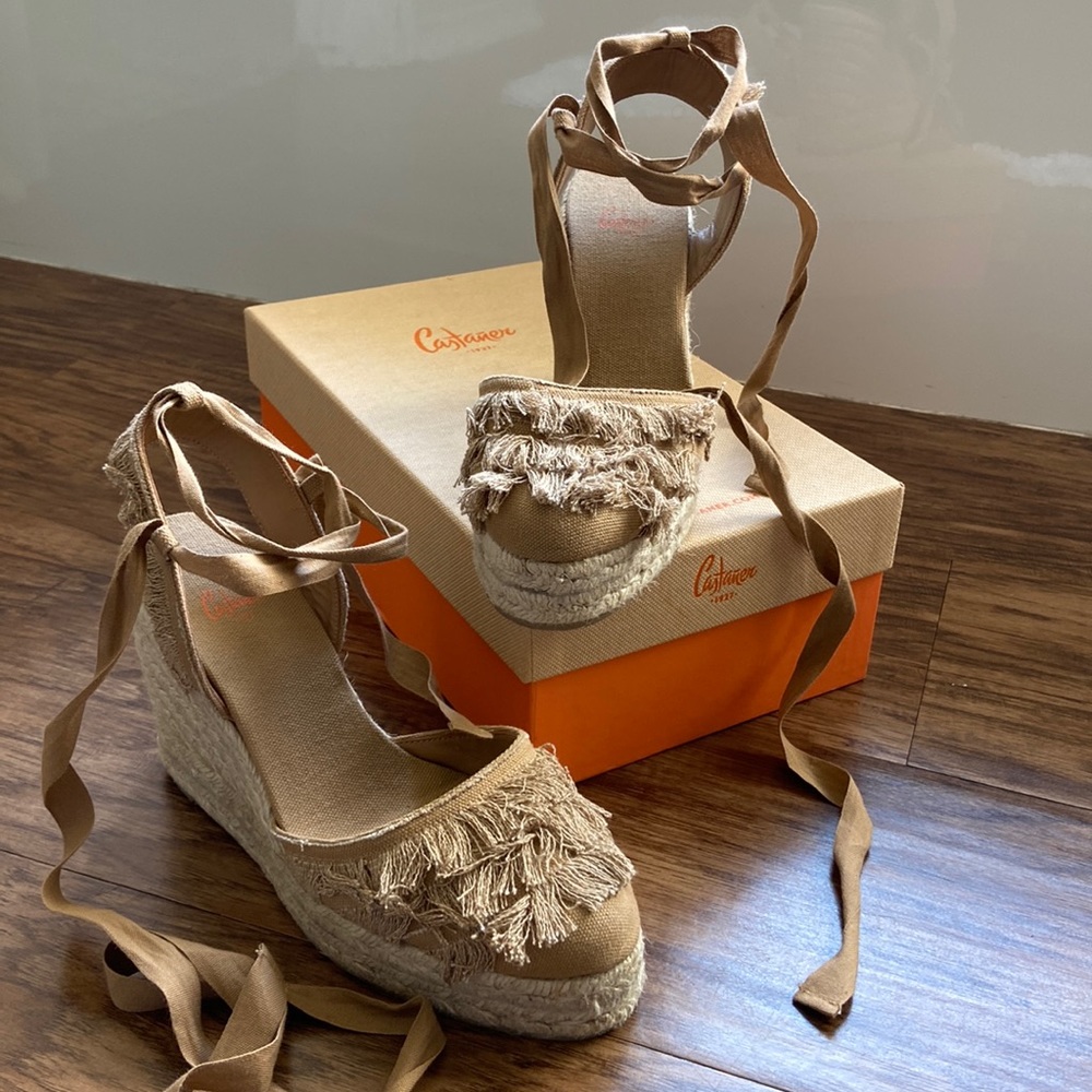 Castaner wedges. Camel color. Basically brand new.